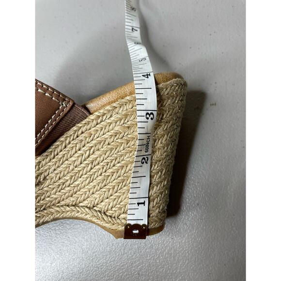 Naya Colette Bow Espadrille Wedge Sandal Slide Double Strap Leather Brown 6.5 W - Picture 8 of 8